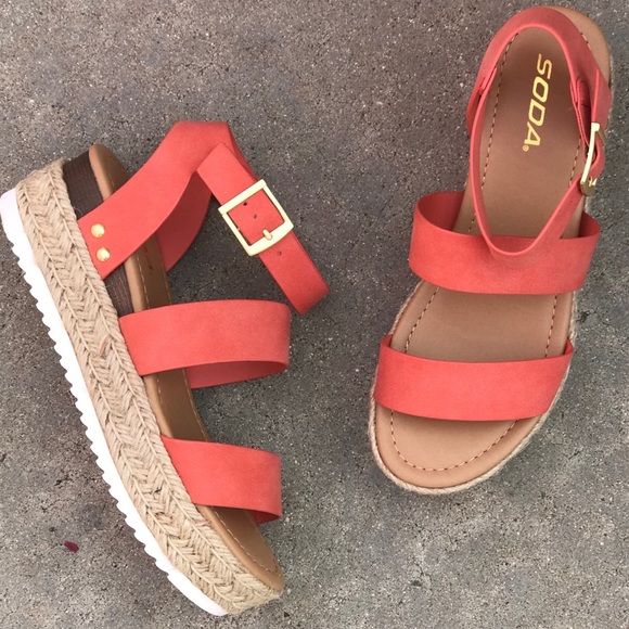 New! BRYCE Coral Flatform Espadrille Sandal - Picture 5 of 8